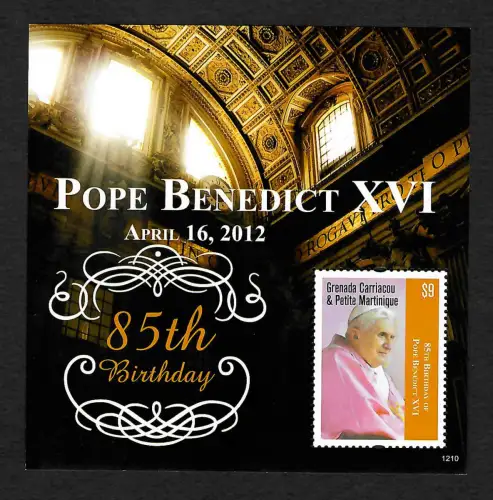 Grenada Carriacou, Martinique 2012: 85th birthday Pope Benedict XVI, postfrisch