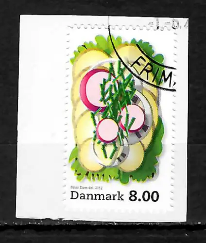 Dänemark 2012: Gastronomie Smörrebröd, selbstklebend, gestempelt