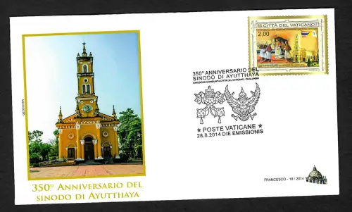 Vatikan 2014: 350 Jahre Synode von Ayutthaya, FDC
