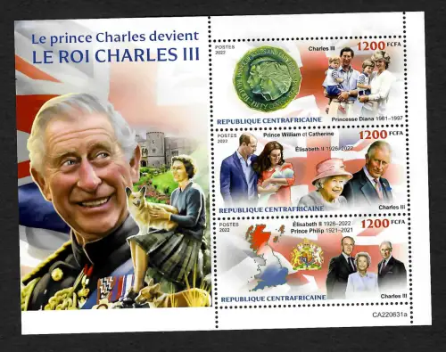 Zentralafrika 2022: le prince Charles devient le Roi Charles III, postfrisch