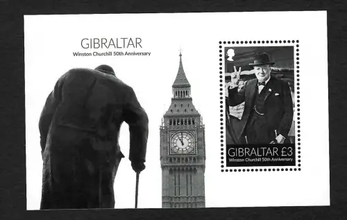 Gibraltar 2016: Winston Chrchill, 50th Anniversary, postfricher Block