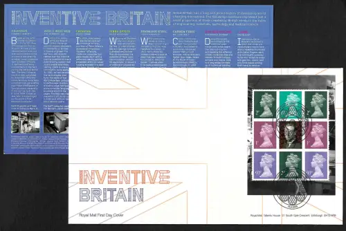 GB 2015: Inventive Britain, Spezialmarkenheft auf FDC
