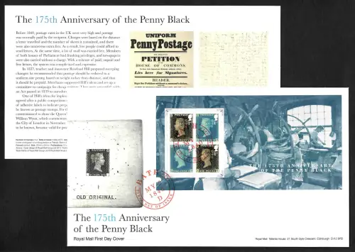 GB 2015: the 175th Anniversary of the Penny Black, FDC