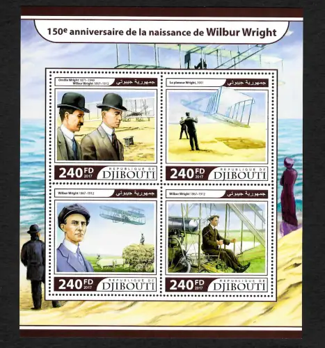 Djibouti 2017: 150e anniversaire de la naissance de Wilbur Wright. Flugpionier**