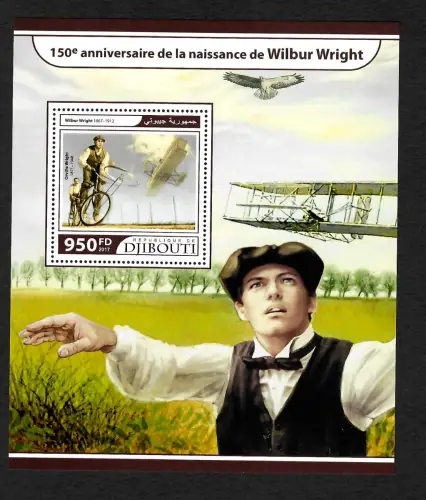Djibouti 2017: 150e anniversaire de la naissance de Wilbur Wright. Flugpionier