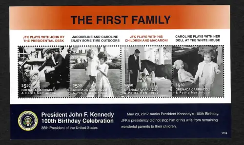 Grenada 2017: The first family, John F- Kennedy, Jacqueline, Caroline, mnh **