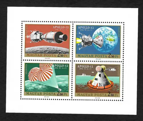 Ungarn 1970: Apollo-13, #2594-2597, Block 97A, postfrisch