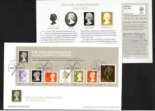 GB 2017: The Machin Definitive, Golden Anniversary Celebration, FDC