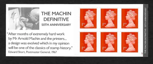 GB 2017: The Machin Definitive, Golden Anniversary Celebration, stamp booklet