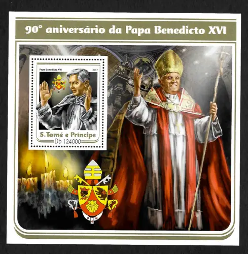 S. Tomé e Principe 2017: 90. Geburtstag Papst Benedikt XVI, postfrisch **