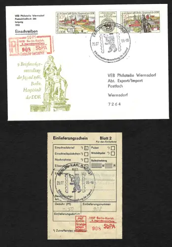 DDR 1966: Einschreiben Berlin Jugendausstellung mit Einlieferungsschein