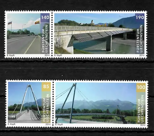 Liechtenstein 2014: Brücken: Schaan-Buchs, Bendern-Haag, postfrisch