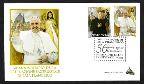 Vatikan 2019: 50 Jahre Priesterweihe Papst Franziskus, FDC