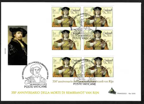 Vatikan 2019: 350. Todestag von Rembrandt van Rijn, FDC