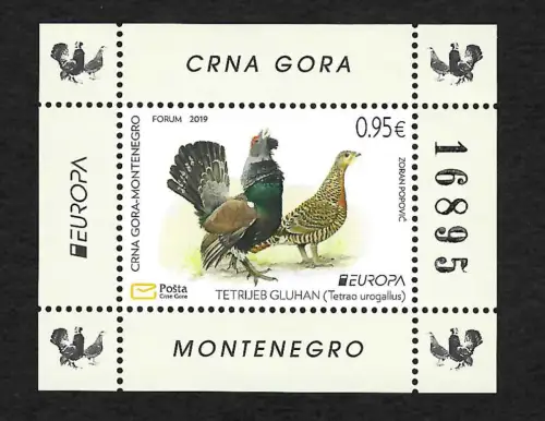 Montenegro 2019: EUROPA: Nationalvögel, postfrisch