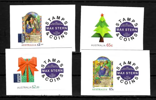 Australien 2019: Weihnachten, 4 Briefmarken postfrisch