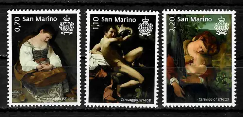 San Marino 2021: 450. Geburtstag von Caravaggio, postfrisch