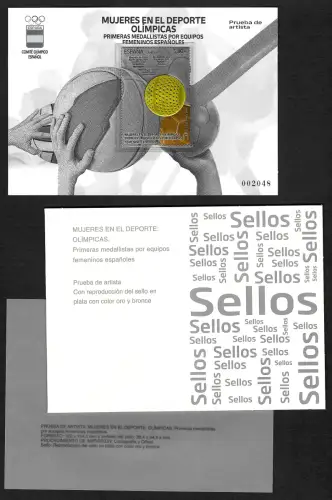 Spanien 2021: Mujeres en el deporte Olimpicas, Schwarzdruck Block, postfrisch