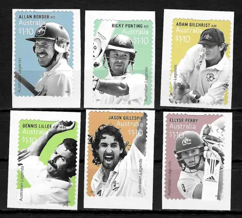 Australien 2021: Kricket Legenden, 6x Briefmarken, postfrisch