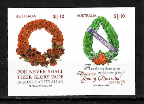 Australien 2021: Least we forget, For never shall their glory fade, postfrisch