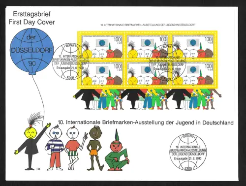 Bund 1990: Internationale Briefmarkenausstellung der Jugend, FDC
