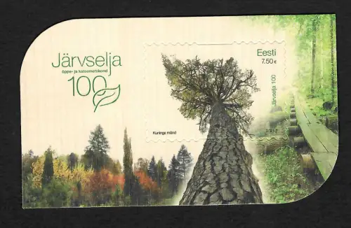 Estland 2021-7: 100 Jahre Nationalpark Järvselja, Block aus Holz, postfrisch