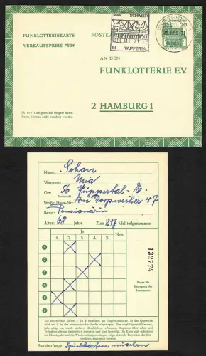 Bund 1969: Funklotterie FP 13 Karte, gestempelt