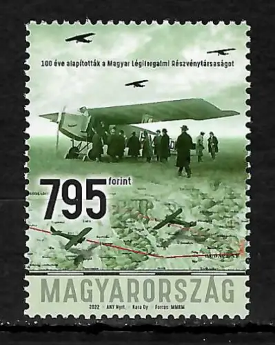 Ungarn 2022: 100 Jahre ungarische Fluggesellschaft, postfrisch