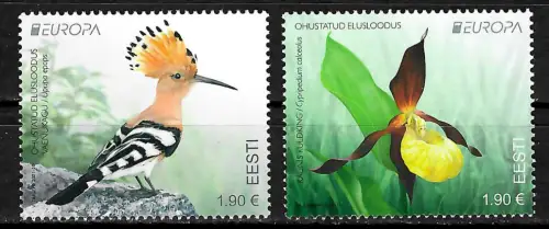 Estland 2021-10: EUROPA: Heimische Vögel, 2x Marken postfrisch
