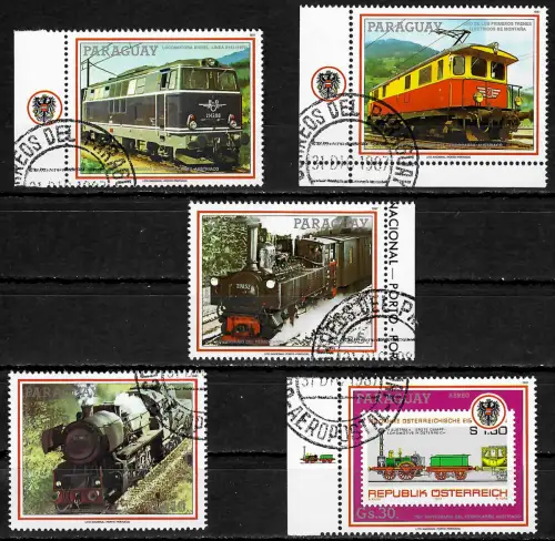 Mongolei 2015: Eisenbahnen - 5 Briefmarken gestempelt