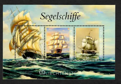 Liechtenstein 2023: Segelschiffe, postfrischer Block