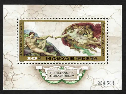 Ungarn 1975: Michelangelo, Block Nr. 110 A, postfrisch