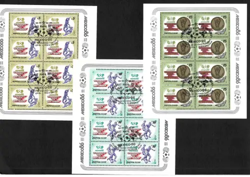 Russland 1986: Fußball WM 1986 in Mexico, gestempelt