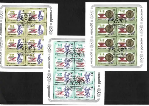 Russland 1986: Fußball WM 1986 in Mexico, gestempelt