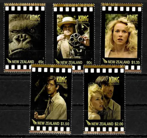 Neuseeland: KONG, King Kong, 5x Briefmarken, postfrisch