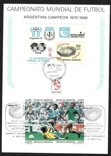 Argentinien 1986: Fußball WM Argentinien, #1833-1840, Block 21, gestempelt