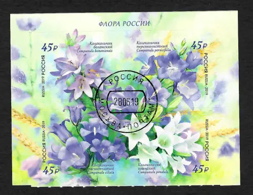 Russland 2019: Glocken-Blumen, gestempelt
