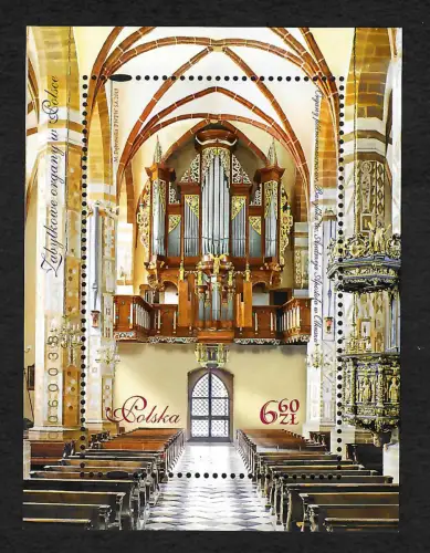 Polen 2019: Orgel, Kirche von innen, postfrisch
