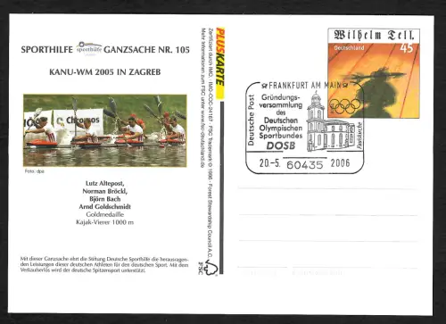 Bund 2006: Sporthilfe Ganzsache Nr. 105, Wilhelm Tell, gestempelt
