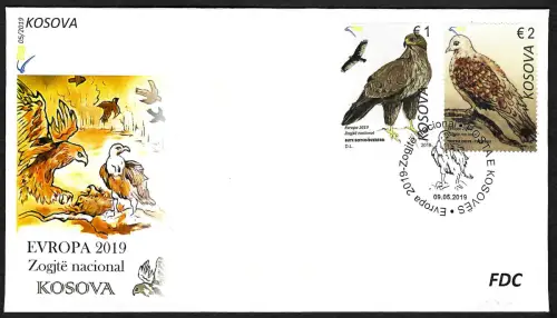 Kosovo 2019: EUROPA: Nationalvögel, FDC