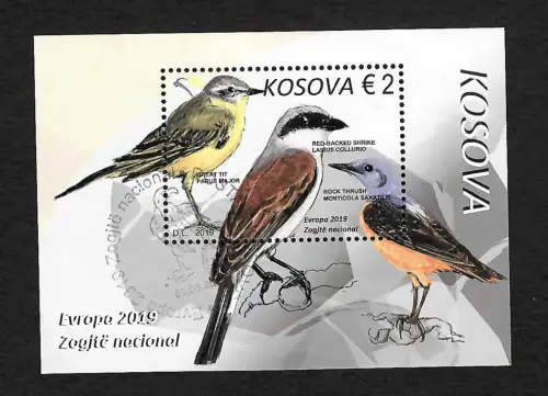 Kosovo 2019: EUROPA: Nationalvögel, Block gestempelt