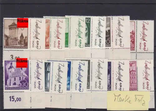 (GG) Bauten mit E4 Eckrand, Marke Falz, Entwerfer, MiNr. 40-51, E4