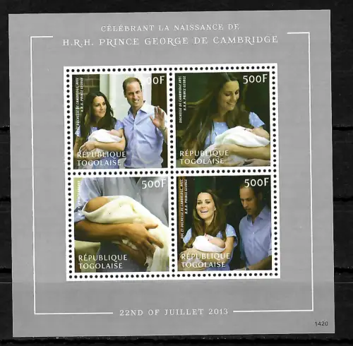 Togo 2016: La naissance de Prince George de Cambridge, postfrisch