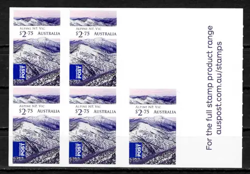 Australien 2015: Alpine NP, VIC, 5x Marke auf Bogen, postfrisch