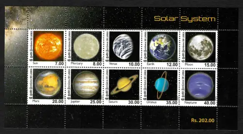 Sri Lanka 2014: Sonnensystem, postfrischer Block