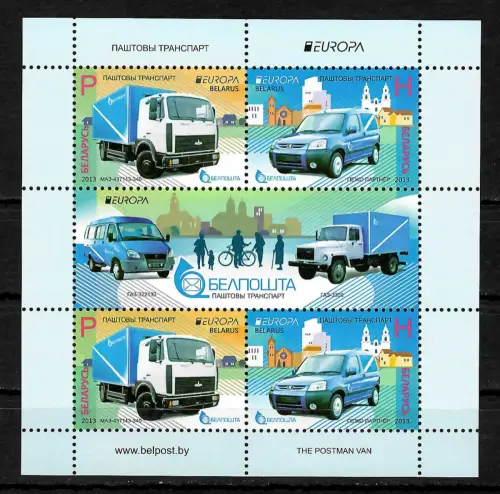 Belarus 2013: EUROPA: The Postman Van, Postfahrzeuge, postfrisch