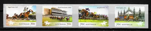 Australien 2014: Pferderennen, 4x selbstklebende Marken, postfrisch