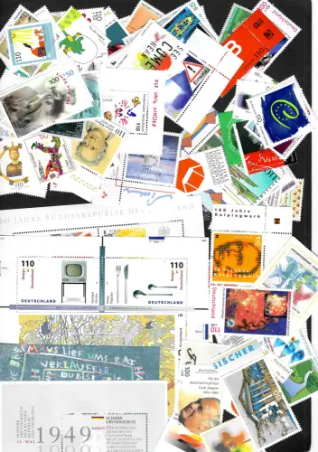 Bund 1999-2001: Die letzten 100 Briefmarken in DM Währung, postfrisch