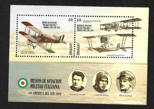 Uruguay 2020: Mision de Aviacion Militar Italiana, Doppeldecker, Flugzeug, postfrisch