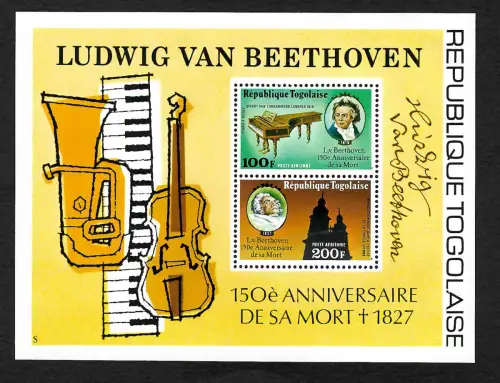 Togo 2020: Ludwig van Beethoven, 150. Todestag, postfrisch